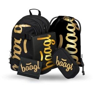 Školní batoh v setu Baagl Skate Gold - 5 dílů
