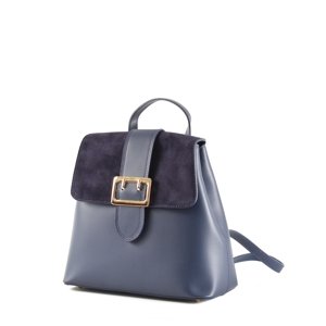 Elegantní dámský kožený batoh s klopnou tmavě modrý, 29 x 14 x 28 (777-41CC)