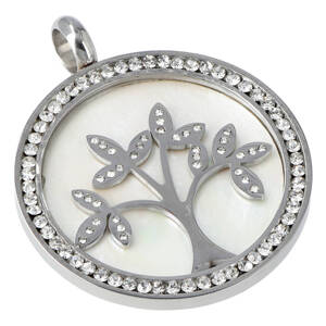 Dámský přívěsek Tree of life and happiness na náhrdelník z chirurgické oceli, stříbrný
