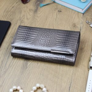 Luxusní velká dámská kožená peněženka Fredy, šedá