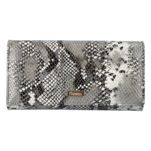 Velká dámská luxusní kožená peněženka Sadrey, šedá se zvířecím hadím motivem