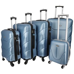 Pětidílná sada cestovních plastových kufrů Sonrado, metalická modrá