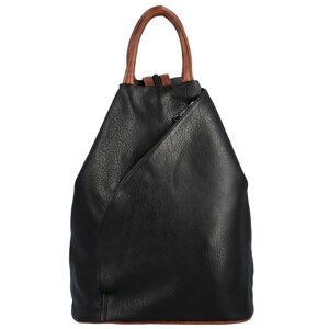 Trendy dámský koženkový batůžek Soleina, černo-hnědá