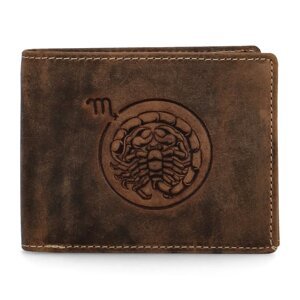 Pánská kožená peněženka Zvěrokruh Štír - Daimon, hnědá