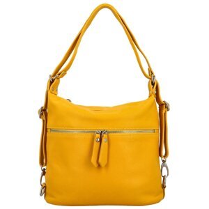 Dámský kožený kabelko/batoh žlutý - Delami Teresa