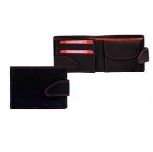Pánská kožená peněženka 8093 R černá červená nit