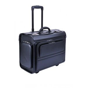 Koženkový pilotní kufr na kolečkách 2872-01 černý