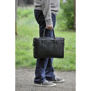Pánská kožená velká taška na notebook 15,6" Houston černá 17099-001
