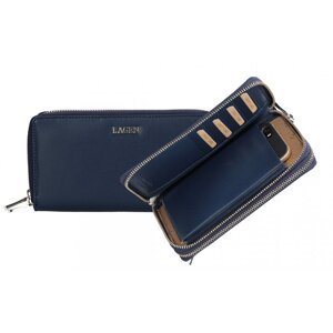 Dámská velká kožená peněženka s kapsou na mobil 50386 tmavě modrá