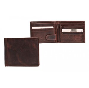 Pánská kožená peněženka RFID se zipem na drobné Neus LGB-102 tmavě hnědá