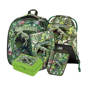 Školní set Shelly Dinosaurus 5 dílů (batoh + penál + sáček + box na svačinu + desky na sešity)