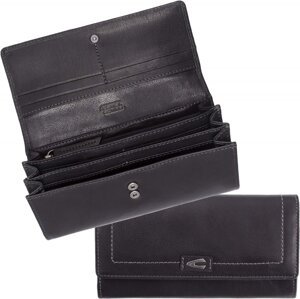 Dámská dlouhá kožená černá peněženka 298-703-60