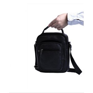 Pánská kožená taška s držadlem černá LB-334
