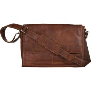 Pánská kožená pracovní taška přes rameno s kapsou na notebook, hnědá LA-1704