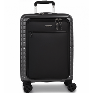 Malý cestovní kabinový kufr 10468-1700 tmavě šedý s vyklápěcí kapsou na notebook